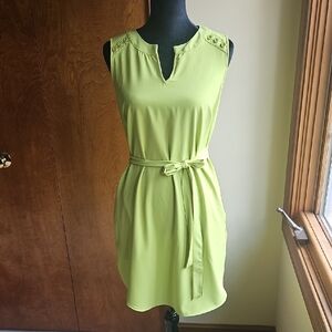New York & Company Green Sheath Dress Keyhole Neckline Sleeveless